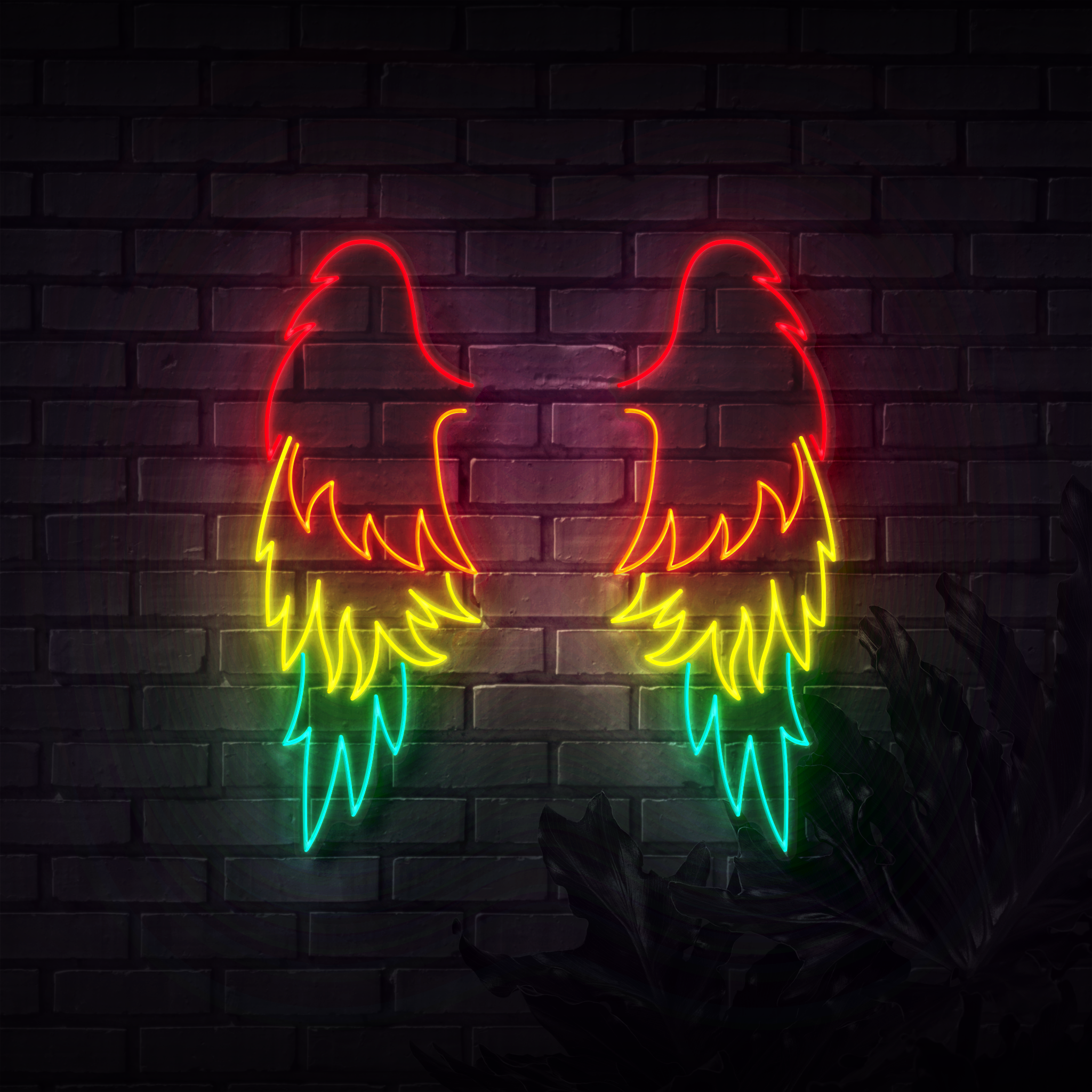Large Neon Angel Wings