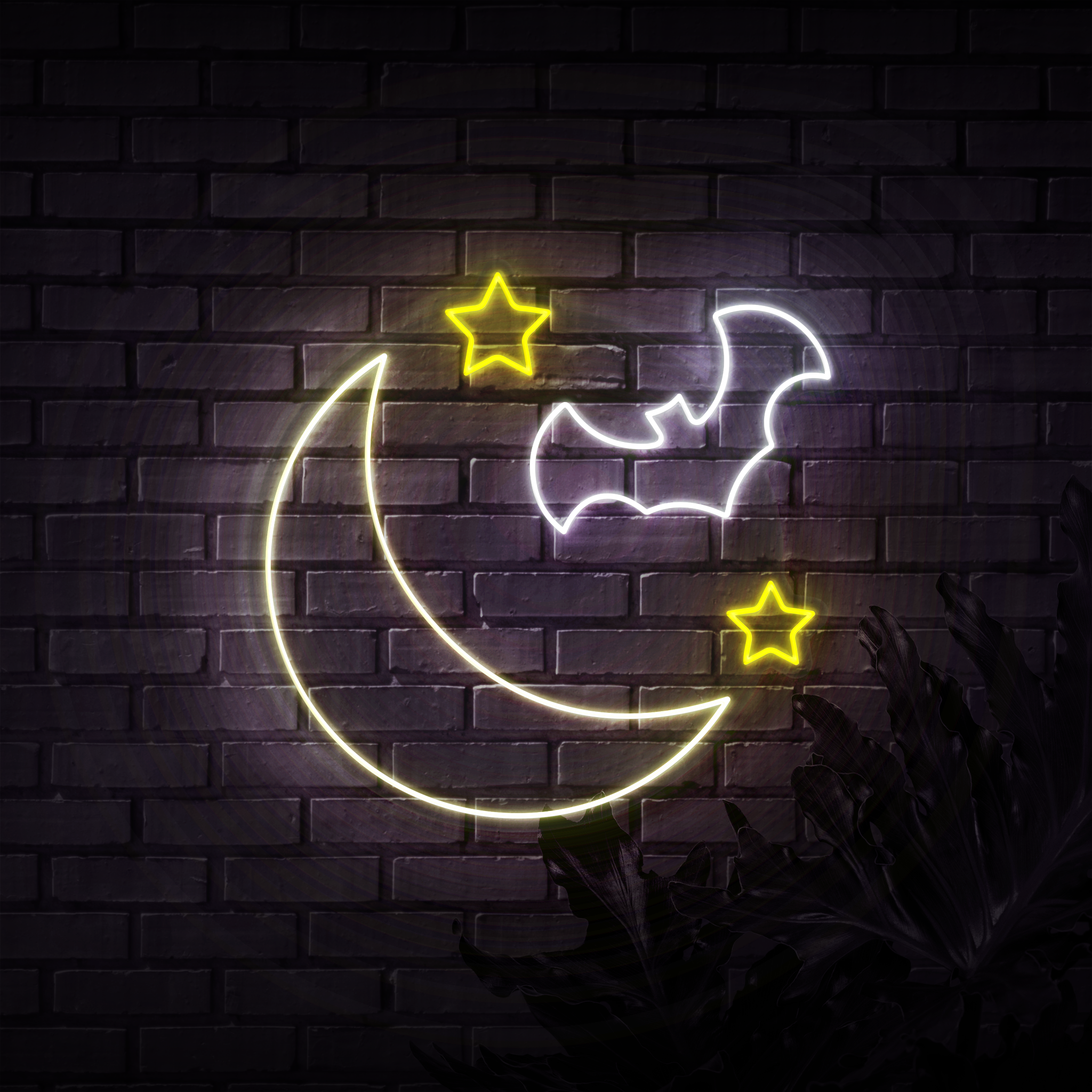 Halloween Moon & Stars Neon Sign